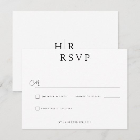 Custom Minimalist Wedding RSVP 案内ポストカード (正面/裏面)