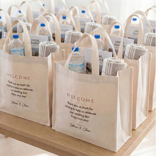 Custom Minimalist Wedding Welcome Bags ミニトートバッグ