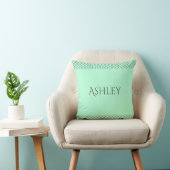 Custom Mint Green Throw Pillow | Name & Initials クッション (椅子)
