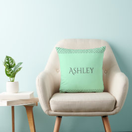 Custom Mint Green Throw Pillow | Name & Initials クッション