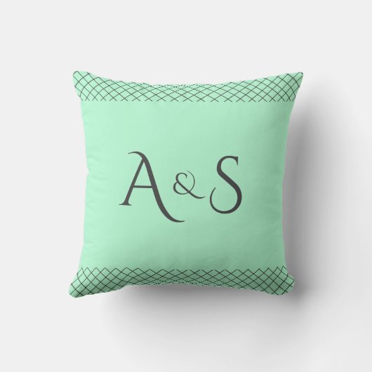 Custom Mint Green Throw Pillow | Name & Initials クッション (裏面)