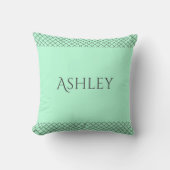 Custom Mint Green Throw Pillow | Name & Initials クッション (正面)
