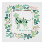 Custom Mint Labrador Retriever Silhouette Poster ポスター (正面)