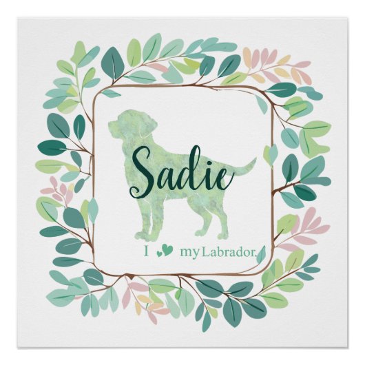 Custom Mint Labrador Retriever Silhouette Poster ポスター (正面)