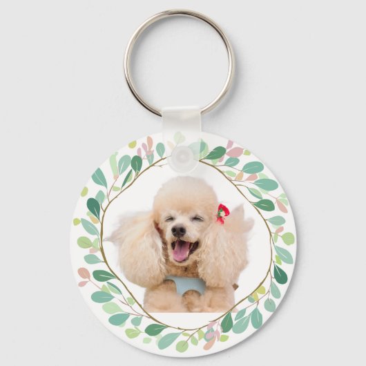 Custom mint poodle keychain Photo Personalized キーホルダー (裏面)
