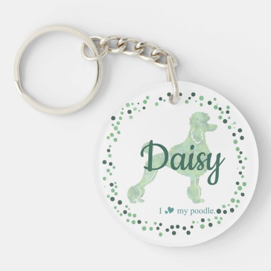 Custom mint poodle keychain Photo Personalized キーホルダー (正面)