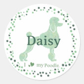 Custom mint poodle sticker - Personalized Gift  ラウンドシール (正面)