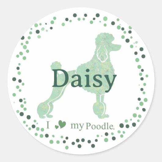 Custom mint poodle sticker - Personalized Gift  ラウンドシール (正面)