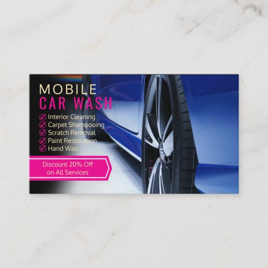 Custom Mobile Car Wash Business Cards, On-Site  名刺 (正面)