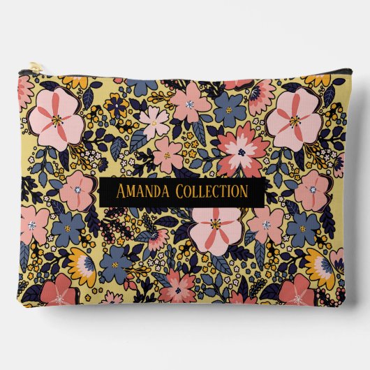 Custom modern beautiful eye catching multi flowers アクセサリーポーチ (正面)