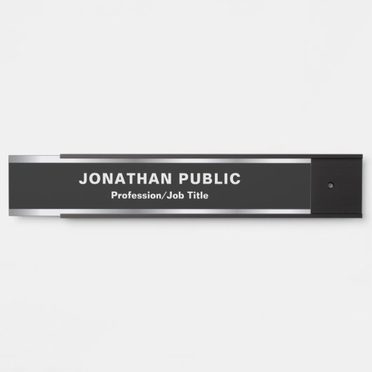 Custom Modern Black & Silver Glamour Luxurious サインプレート (正面)