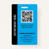 Custom Modern Blue Black Photo Employee ID Badge バッジ (裏面)