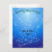 Custom Modern Blue Christmas Holiday Postcard  シーズンポストカード (正面/裏面)