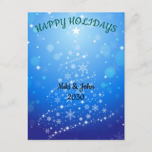 Custom Modern Blue Christmas Holiday Postcard  シーズンポストカード (正面)