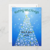 Custom Modern Blue Christmas Holiday Postcard  シーズンポストカード (正面/裏面)