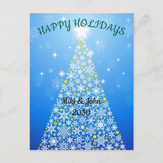 Custom Modern Blue Christmas Holiday Postcard  シーズンポストカード (正面)