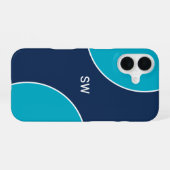 Custom Modern Blue Minimalist iPhone 16ケース (裏面横)