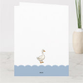 Custom Modern Blue One Silly Goose First Birthday カード (裏面)