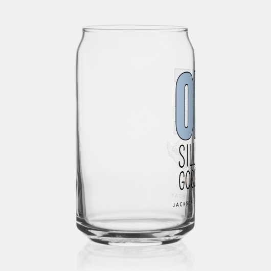 Custom Modern Blue One Silly Goose First Birthday ガラス缶 (右)