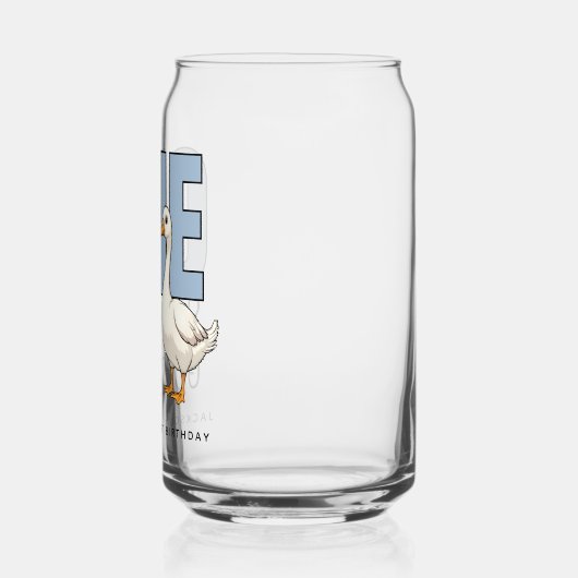 Custom Modern Blue One Silly Goose First Birthday ガラス缶 (左)