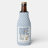 Custom Modern Blue One Silly Goose First Birthday ボトルクーラー (ボトル正面)