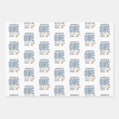 Custom Modern Blue One Silly Goose First Birthday ラッピングペーパーシート (正面3)