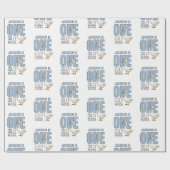 Custom Modern Blue One Silly Goose First Birthday ラッピングペーパー (フラット)