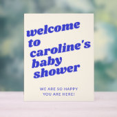 Custom Modern Blue Retro Baby Shower Welcome  アクリルサイン (ニュートラル)