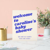 Custom Modern Blue Retro Baby Shower Welcome  アクリルサイン (ウェディング)