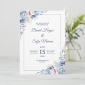 Custom Modern Blue Wedding Invitation 招待状 (スタンド正面)