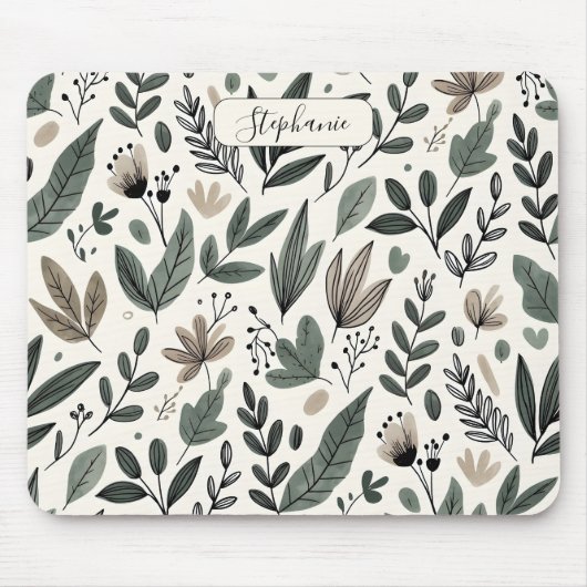 Custom Modern Botanical Office Pattern マウスパッド (正面)