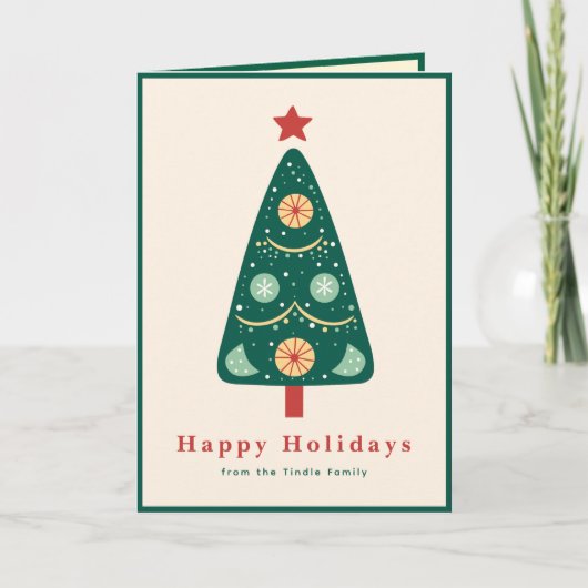Custom Modern Christmas Tree Holiday Greeting Card シーズンカード (正面)