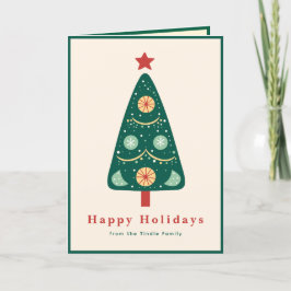 Custom Modern Christmas Tree Holiday Greeting Card シーズンカード