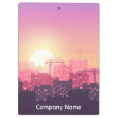 Custom Modern Construction City Sunset Clipboard クリップボード (裏面)