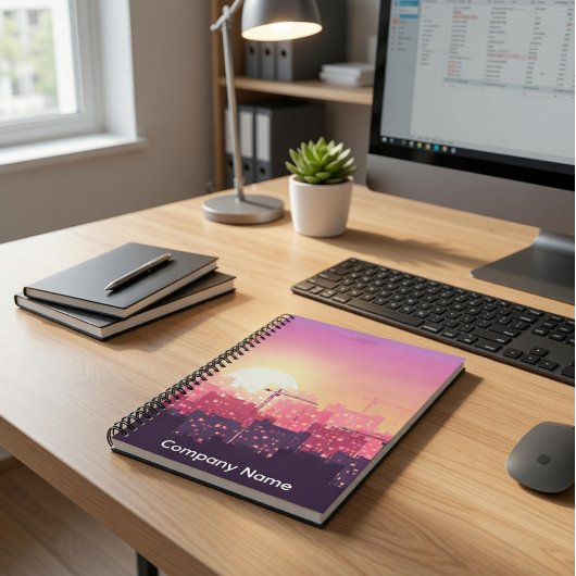 Custom Modern Construction City Sunset Clipboard ノートブック