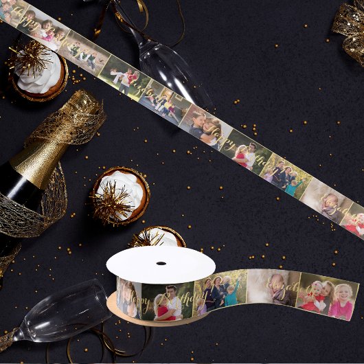 Custom Modern Cool Trendy Birthday Photo Gift Wrap サテンリボン