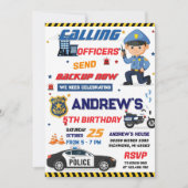 Custom Modern Cop Police Officer Birthday party 招待状 (正面)