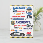Custom Modern Cop Police Officer Birthday party 招待状 (スタンド正面)