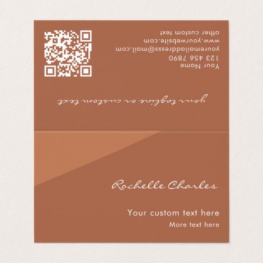 Custom Modern Elegant Copper Tan QR Code Promotion 名刺 (外部フラット)