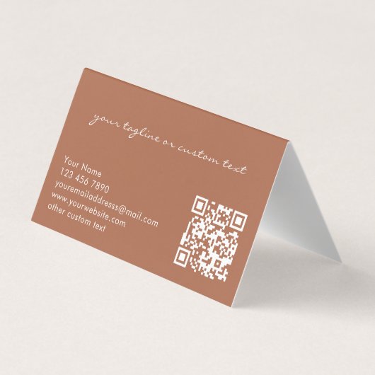 Custom Modern Elegant Copper Tan QR Code Promotion 名刺 (裏面)
