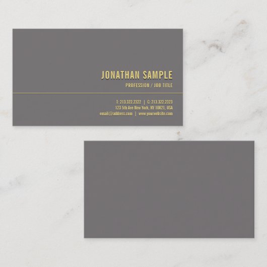 Custom Modern Elegant Gold Minimalist Luxurious 名刺 (正面/裏面)