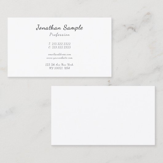 Custom Modern Elegant Handwritten Script Simple 名刺 (正面/裏面)