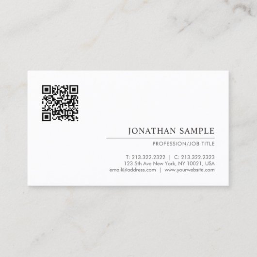 Custom Modern Elegant Minimal Template QR Code 名刺 (正面)