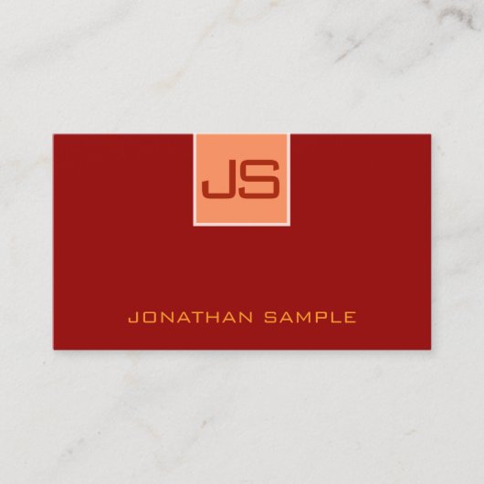 Custom Modern Elegant Minimalist Template Monogram 名刺 (正面)