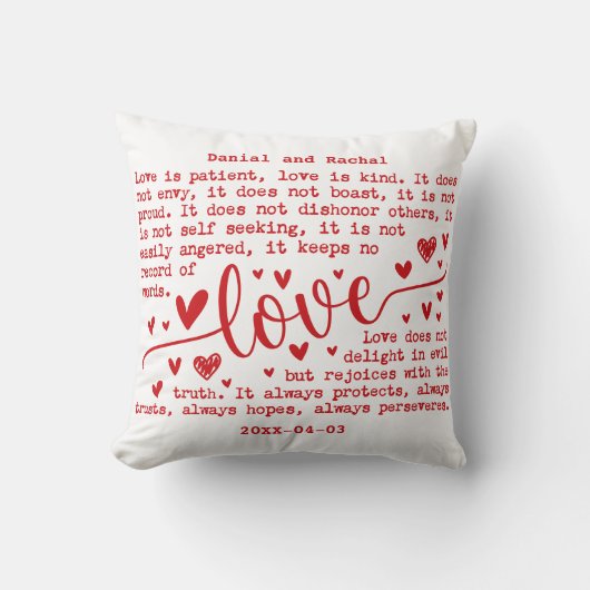 Custom Modern Elegant Name & Date Couple Gift クッション (正面)