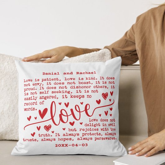 Custom Modern Elegant Name & Date Couple Gift クッション