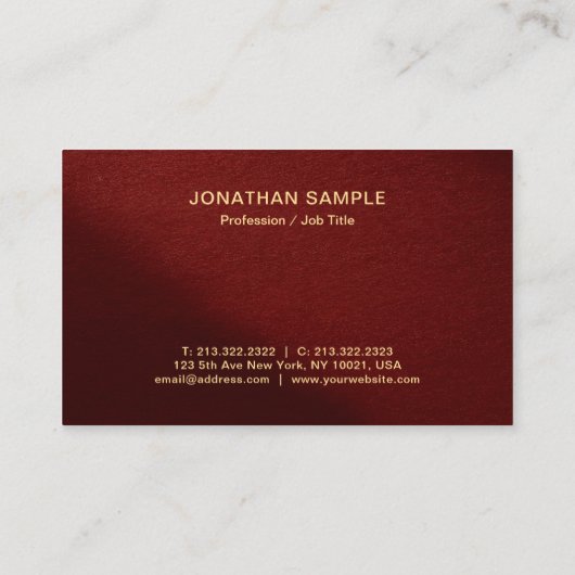 Custom Modern Elegant Professional Gold Text 名刺 (裏面)