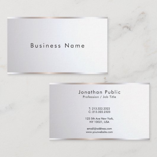 Custom Modern Elegant Professional Template Silver 名刺 (正面/裏面)