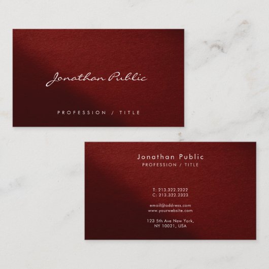 Custom Modern Elegant Simple Typography Script 名刺 (正面/裏面)