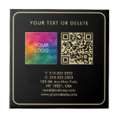 Custom Modern Elegant Template Black Gold QR Code タイル (正面)
